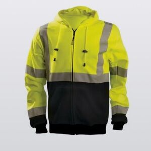 OccuNomix NWT High Visibility Reflective 9 Oz Black Bottom Hoodie Zipper 2X Work